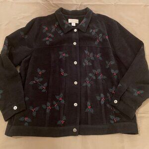 Black CJ Banks jacket with holly 2X